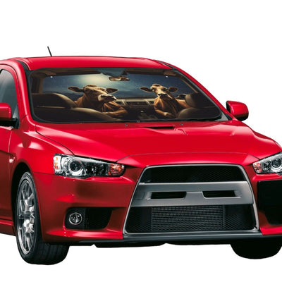 This funny bull-themed windshield sunshade protects from the sun while giving your car a cool look. It fits most cars, SUVs, and trucks, measuring 51x27.5 inches and made of protective Mylar. Enjoy superior sun protection and keep your car cool.
