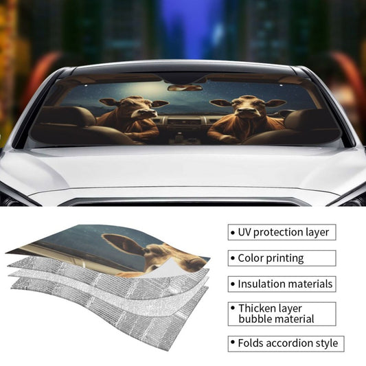 Bull-ieve the Hype: Funny Bull Windshield Sunshade for Car, SUV, Truck - Front Window Sunshade & Protector 51x27.5 inches