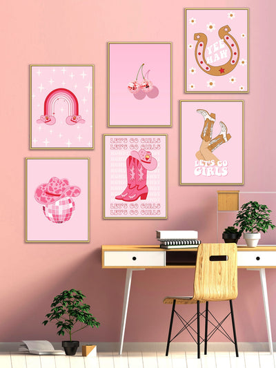 Pink College Style Frameless Artistic Prints: Perfect for Girls' Bedroom and Dorm Decoration