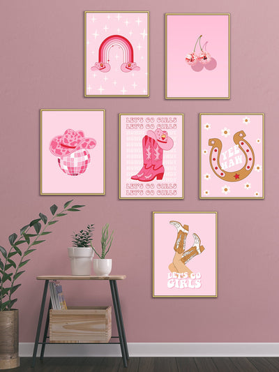 Pink College Style Frameless Artistic Prints: Perfect for Girls' Bedroom and Dorm Decoration