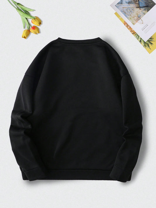 Stay Warm in Style with the Figure Letter Graphic Thermal-Lined Sweatshirt