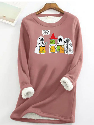 Halloween Ghost Pattern Pullover Sweatshirt: Spooky Style for Women's Casual Wear