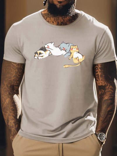 Cute Animal Pattern Printed Men's Graphic Tee: Stylish and Comfortable Summer Outdoor Clothing and Perfect Gift for Men