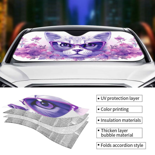Feline-Inspired Foldable Car Sunshade: Keep Your Car Cozy and Cool with UV Sunshade Protective Cover