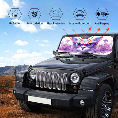 Feline-Inspired Foldable Car Sunshade: Keep Your Car Cozy and Cool with UV Sunshade Protective Cover