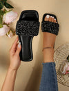 Sparkling Summer: Women's Plus Size Flat Sandals with Rhinestone Embellishment