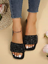 Sparkling Summer: Women's Plus Size Flat Sandals with Rhinestone Embellishment