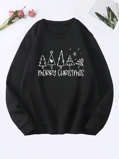 Festive Wonderland: Christmas Print Thermal-Lined Sweatshirt