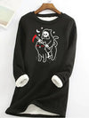 Halloween Ghost and Cat Print Pullover Sweatshirt: A Versatile and Stylish Addition to Your Women's Clothing Collection