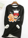 Crowned Pumpkin Letter Print Sweatshirt: A Spooky & Stylish Halloween Essential for Women