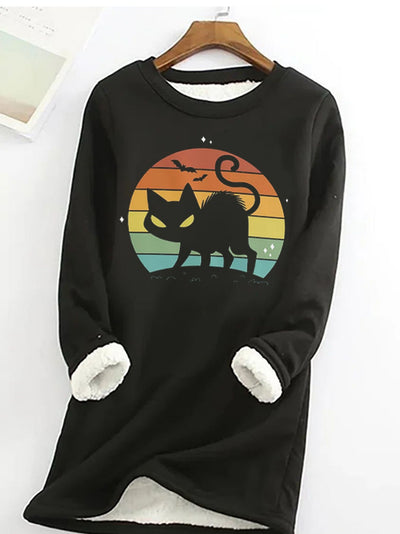 This Halloween-themed sweatshirt features a unique cat print – perfect for any occasion! Crafted from lightweight yet warm material, this stylish top features long sleeves and a crew neckline for comfortable all-day wear. Enjoy the perfect spooky chic look this season!