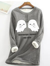 Hauntingly Cute: Little Ghost Print Sweatshirt for Women - Stay Cozy and Stylish this Halloween