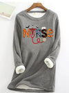 Spooky Season Sensation: Halloween Letter Print Sweatshirt for Women - The Perfect Casual and Cozy Outfit!