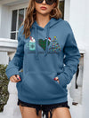 Cozy Christmas Delight: Kangaroo Pocket Drawstring Thermal-Lined Hoodie