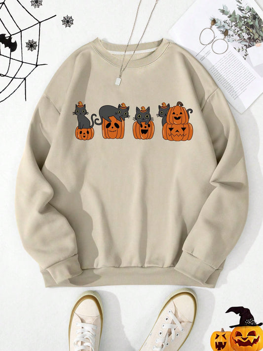 This Cozy and Spooky Halloween sweatshirt will keep you warm and in style. Featuring a print thermal lining and a soft cotton-blend exterior, you'll stay comfortable without sacrificing style. Perfect for the chilly autumn days.