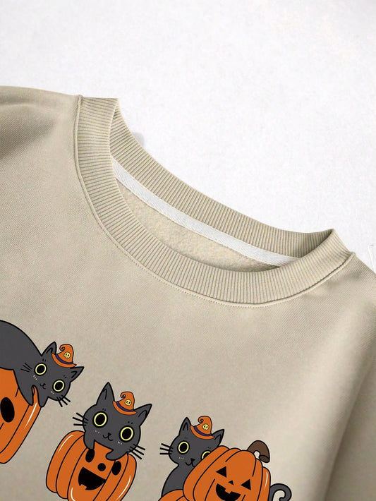 This Cozy and Spooky Halloween sweatshirt will keep you warm and in style. Featuring a print thermal lining and a soft cotton-blend exterior, you'll stay comfortable without sacrificing style. Perfect for the chilly autumn days.