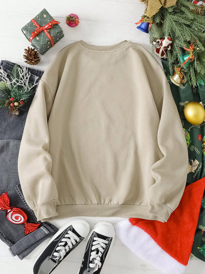 Cozy Christmas Vibes: Christmas Tree Slogan Graphic Thermal Pullover