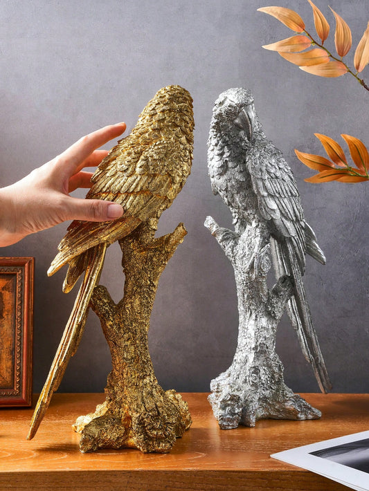 Vintage Style Parrot on Branch Resin Decorative Object: Perfect Addition for Home, Shop, Restaurant, and Office!