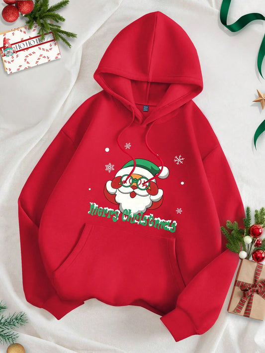 Stay cozy and stylish this holiday season with our Christmas Print Kangaroo Pocket Drawstring Thermal Hoodie. The thermal fabric will keep you warm, while the kangaroo pocket adds convenience and the drawstring adds style. Perfect for festive gatherings or lounging at home.