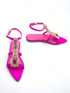 Women's Chic Rhinestone Party Flat Sandals with Chain Buckle Decoration