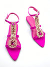 Women's Chic Rhinestone Party Flat Sandals with Chain Buckle Decoration