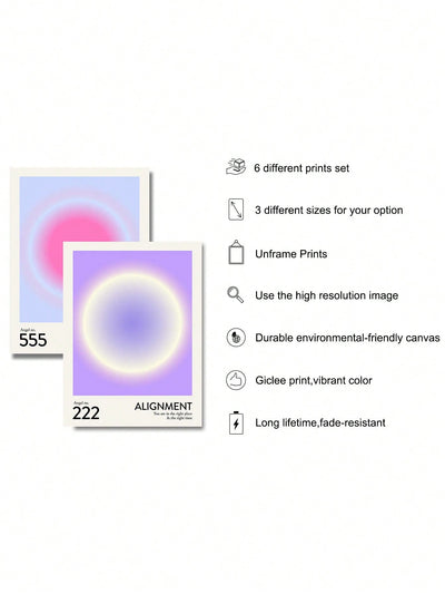 Angel Numbers: Vibrant Gradient Aura Canvas Posters for Spiritual Room Decor