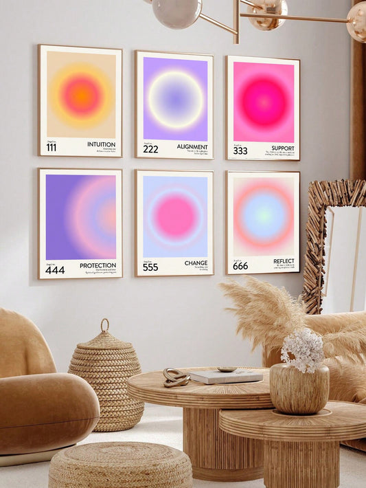 These vibrant gradient aura canvas posters are designed with angel numbers, perfect for adding a spiritual touch to any room. Featuring a unique and eye-catching design, these posters will elevate your space and inspire positive energy. Bring a sense of peace and harmony to your home with these beautiful posters.
