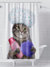 Whimsical Cartoon Cat Printed Shower Curtain - Bring a Playful Touch to Your Bathroom!