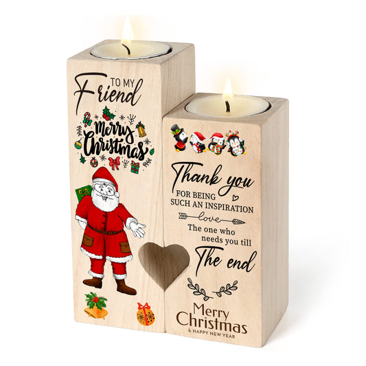 Sentimental Woodwork: Handmade Candle Holder Set for Long-Distance Best Friends - Perfect Friendship and Christmas Gift