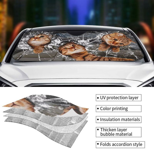 Naughty Cat Foldable Car Sunshade: Keep Your Car Comfortable and Cool with UV Sunshade Protection