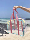 Summer Essentials: Trendy Clear Mesh Large Capacity Tote Beach Bag for Women