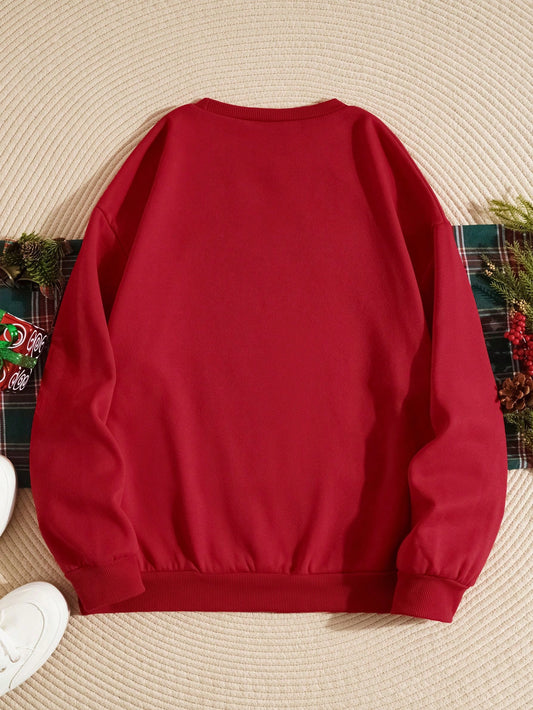 Festive Coziness: Christmas Print Thermal-Lined Sweatshirt for Comfort and Style