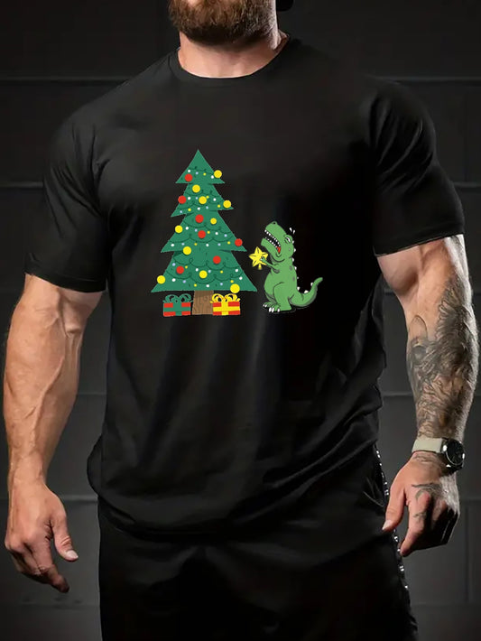Introducing the Dino Delight Men's Trendy Oversized T-Shirt with Christmas Tree Print - the perfect addition to any stylish male's summer wardrobe! Made with high-quality materials and featuring a trendy oversized fit, this shirt is sure to turn heads. Plus, the unique Christmas tree print adds a touch of festive charm to any outfit. Don't miss out on this must-have summer essential!