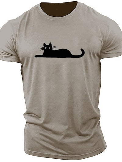 Whimsical and Stylish: Cartoon Cat Graphic Print T-Shirt for Men - Trendy Summer Fashion Essential for Casual Comfort