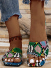 Bold Colored Snake Print Flat Sandals: Elevate Your Fashion Game with Trendy Footwear