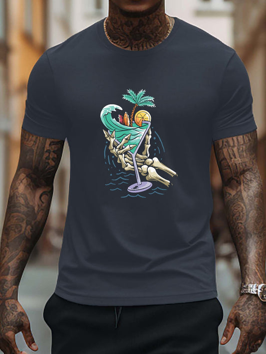 Introducing our Summer Outdoor Trend: Stylish Skeleton-Pattern Men's T-Shirt. Made with high-quality materials and designed with a trendy skeleton pattern, this shirt is perfect for your next outdoor adventure. Stay stylish and comfortable in this must-have piece for any fashion-forward man.