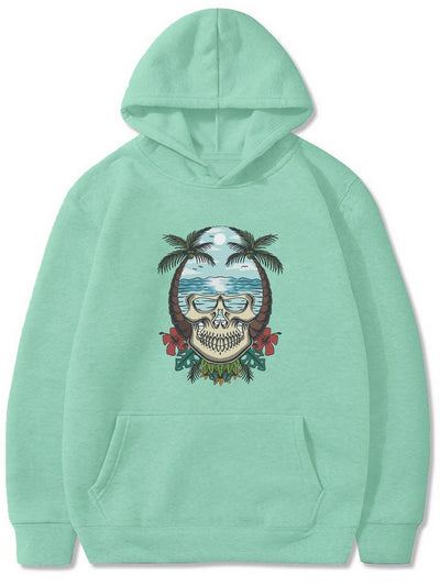 Cool and Spooky: Skull Print Hoodie for Halloween - Trendy Men's Graphic Design Pullover Hooded Sweatshirt