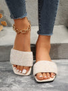 Sparkling Summer: Women's Plus Size Flat Sandals with Rhinestone Embellishment