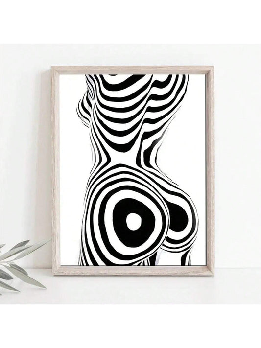 Modern Chic: Abstract Line Art Female Body Canvas Painting for Living Room Décor