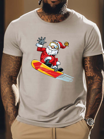 Festive Fun in the Sun: Christmas Themed Men's Creative T-Shirt for Summer Outdoor Escapades