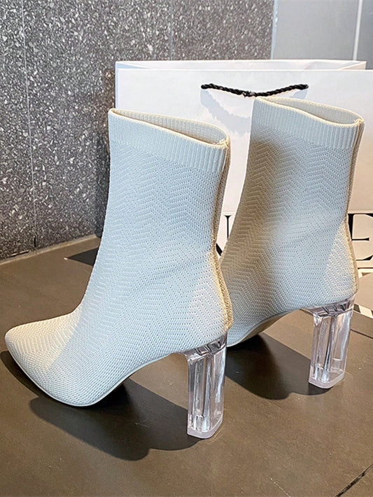 Crystal Chic: Women's White Rhinestone Fashion Boots for Plus Size