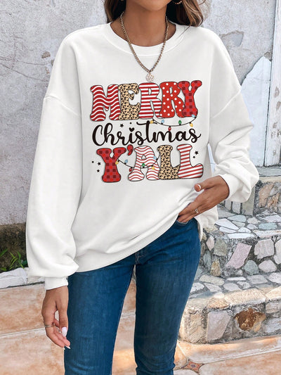 Stay Festive and Cozy with the Christmas Print Drop Shoulder Sweatshirt