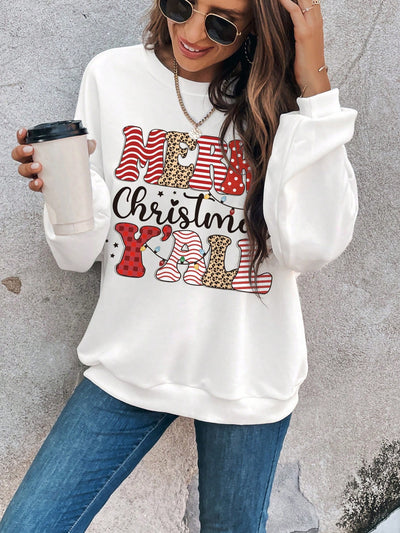 Stay Festive and Cozy with the Christmas Print Drop Shoulder Sweatshirt