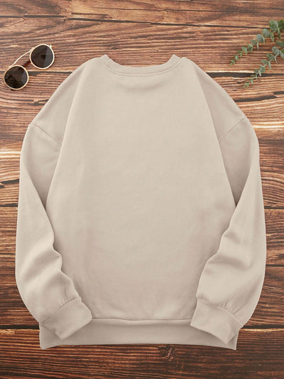 Warmth and Style Combined: Plus Letter Pattern Thermal Lined Sweatshirt