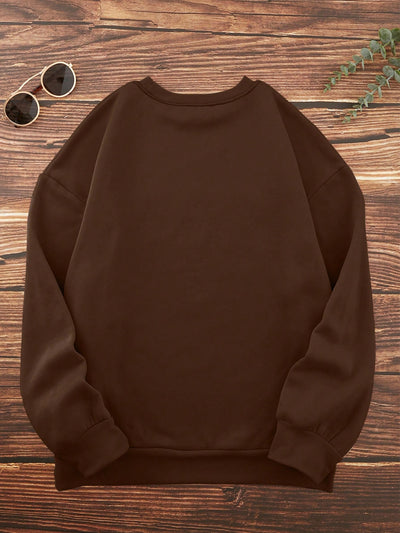 Warmth and Style Combined: Plus Letter Pattern Thermal Lined Sweatshirt