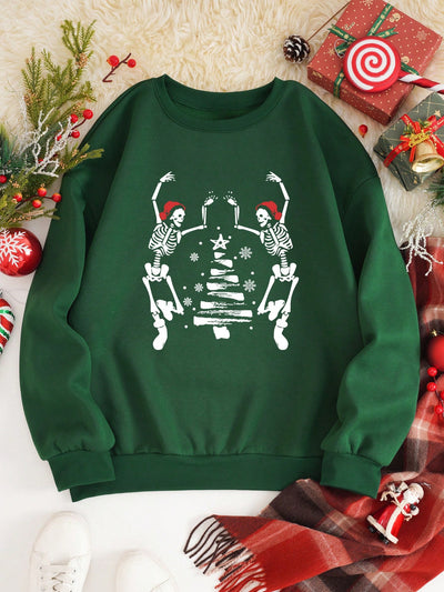 Stay festive and comfortable this holiday season with our Christmas Skeleton Print Thermal Lined Sweatshirt from Festive and Cozy. The thermal lining provides extra warmth while the fun skeleton print adds a touch of holiday cheer. Perfect for staying cozy on those chilly winter days.