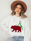 Cute and Cozy: Christmas Bear Print Sweatshirt - Casual Long Sleeve Crew Neck Sweatshirt for Women's Clothing