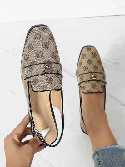 Square Head Metal Buckle Backless Loafers: Fashionably Flat