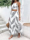 Tropical Summer Paradise Set: Backless Cami Top and Split Thigh Skirt