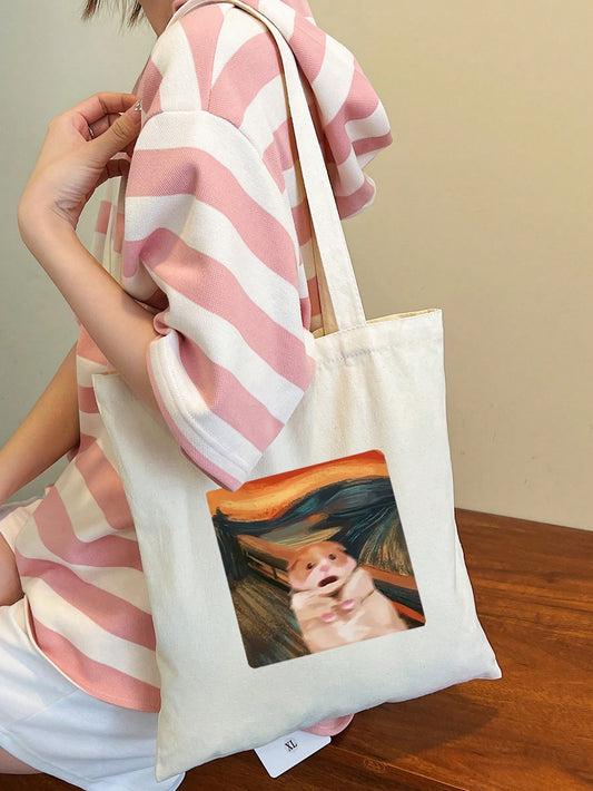 Purrfectly Chic: Mouse Printed Women's Tote Bag – A Stylish and Functional Must-Have!